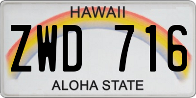 HI license plate ZWD716