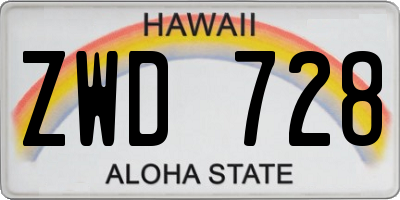 HI license plate ZWD728
