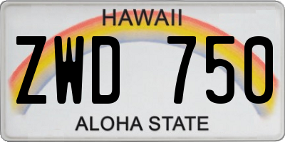 HI license plate ZWD750