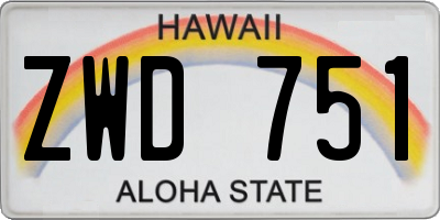 HI license plate ZWD751
