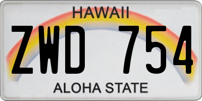 HI license plate ZWD754