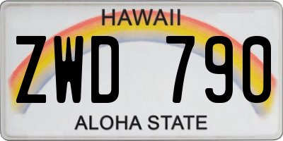 HI license plate ZWD790
