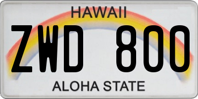 HI license plate ZWD800