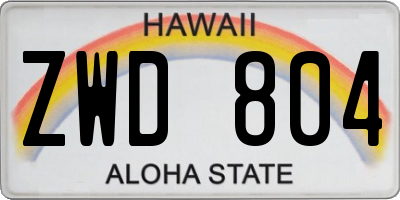 HI license plate ZWD804