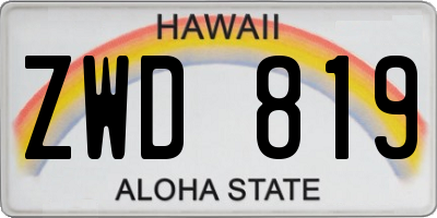 HI license plate ZWD819
