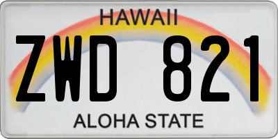 HI license plate ZWD821