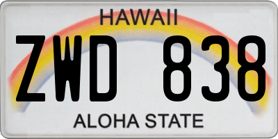 HI license plate ZWD838