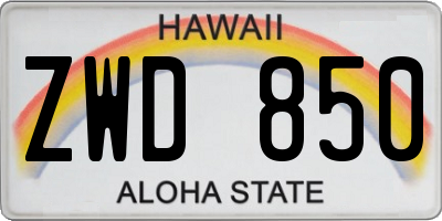 HI license plate ZWD850