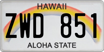 HI license plate ZWD851
