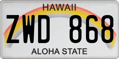 HI license plate ZWD868