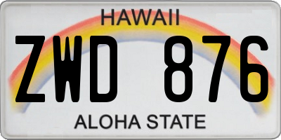 HI license plate ZWD876