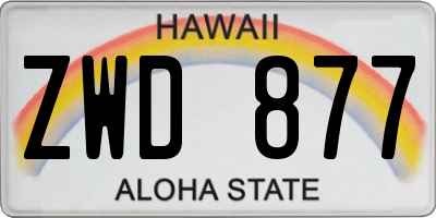 HI license plate ZWD877