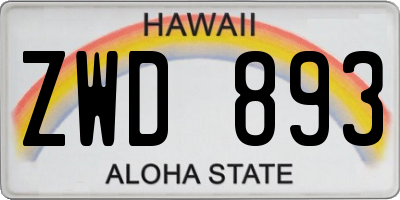 HI license plate ZWD893