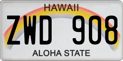 HI license plate ZWD908