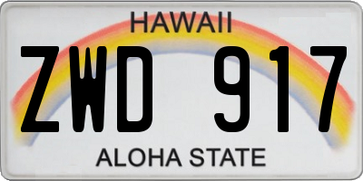 HI license plate ZWD917