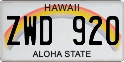 HI license plate ZWD920