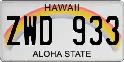 HI license plate ZWD933