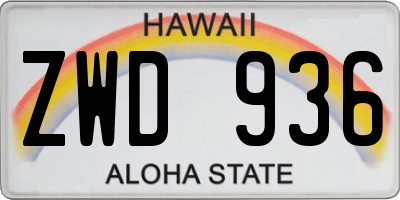 HI license plate ZWD936