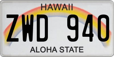 HI license plate ZWD940