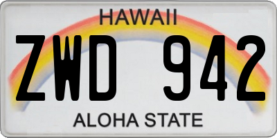 HI license plate ZWD942