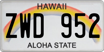 HI license plate ZWD952