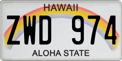 HI license plate ZWD974