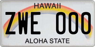 HI license plate ZWE000