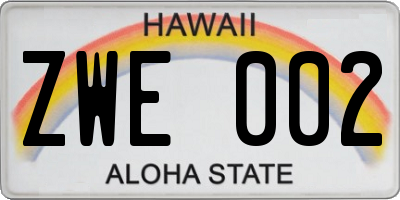 HI license plate ZWE002