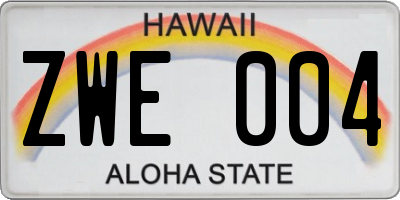 HI license plate ZWE004