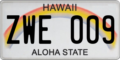 HI license plate ZWE009