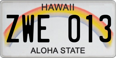 HI license plate ZWE013