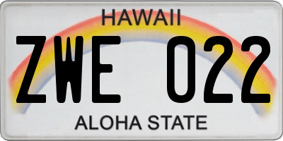 HI license plate ZWE022