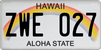HI license plate ZWE027