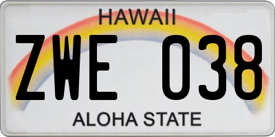 HI license plate ZWE038