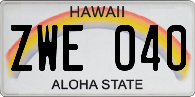 HI license plate ZWE040