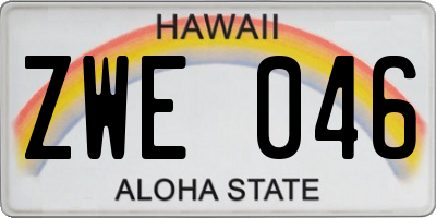 HI license plate ZWE046
