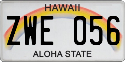 HI license plate ZWE056
