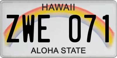 HI license plate ZWE071