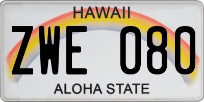HI license plate ZWE080