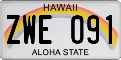 HI license plate ZWE091