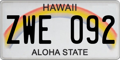 HI license plate ZWE092