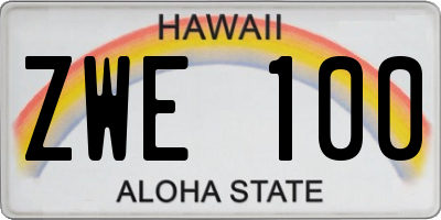 HI license plate ZWE100