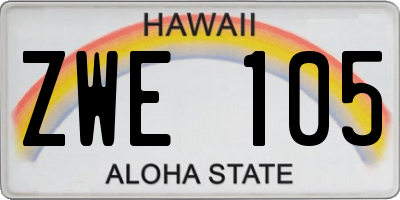 HI license plate ZWE105