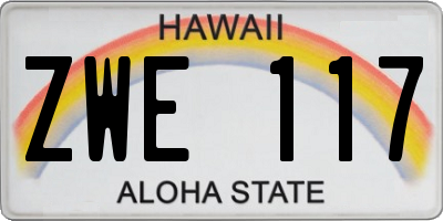 HI license plate ZWE117