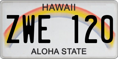 HI license plate ZWE120