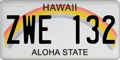 HI license plate ZWE132