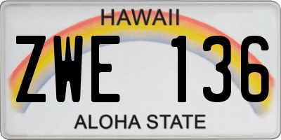 HI license plate ZWE136