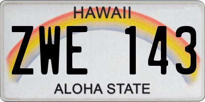 HI license plate ZWE143