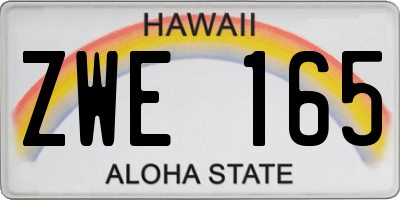 HI license plate ZWE165