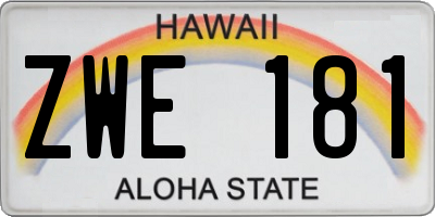 HI license plate ZWE181